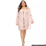 Women Plus Size Bathing Cover Up Dress Patchwork Off Shoulder Casual Loose Crochet Smock Beach Cover Up XX-Large B07PR9J6GP